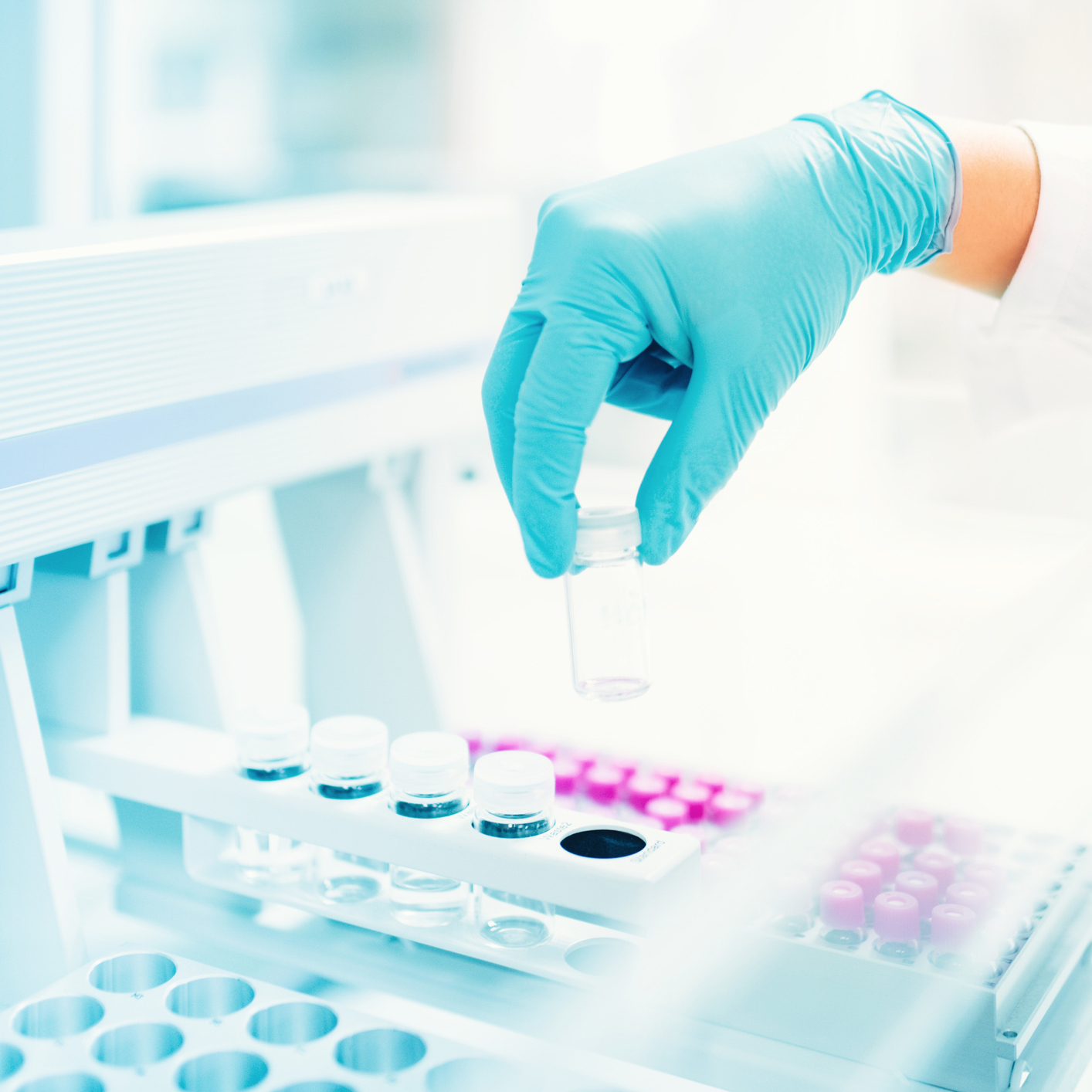 medical and pharmaceutical specialist hand holding empty sample for experiments